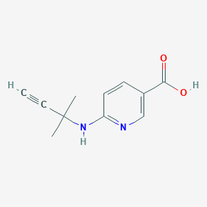 molecular formula C11H12N2O2 B13318579 6-((2-Methylbut-3-yn-2-yl)amino)nicotinic acid 