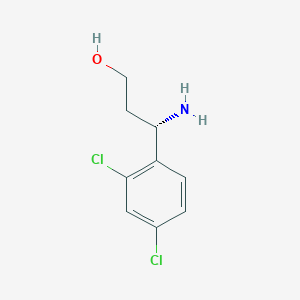 molecular formula C9H11Cl2NO B13318616 (3S)-3-Amino-3-(2,4-dichlorophenyl)propan-1-OL 