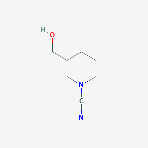 molecular formula C7H12N2O B13318623 3-(Hydroxymethyl)piperidine-1-carbonitrile 