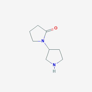 molecular formula C8H14N2O B13318675 1-(Pyrrolidin-3-yl)pyrrolidin-2-one 