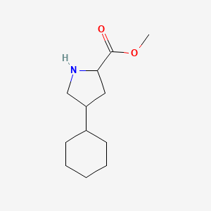 molecular formula C12H21NO2 B13318776 Methyl 4-cyclohexylpyrrolidine-2-carboxylate CAS No. 1355004-59-9