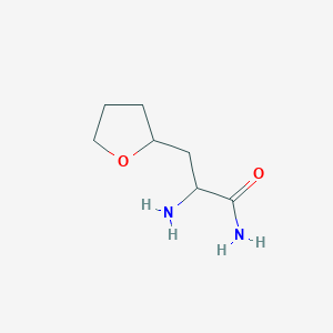 molecular formula C7H14N2O2 B13318835 2-Amino-3-(oxolan-2-yl)propanamide 