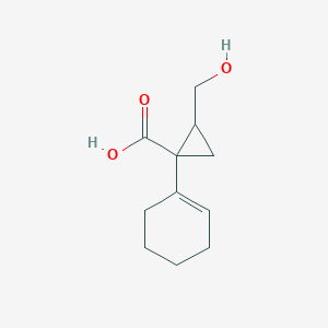 molecular formula C11H16O3 B13318897 1-(Cyclohex-1-en-1-yl)-2-(hydroxymethyl)cyclopropane-1-carboxylic acid 