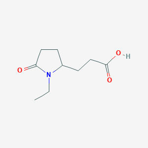 molecular formula C9H15NO3 B13319024 3-(1-Ethyl-5-oxopyrrolidin-2-yl)propanoic acid 