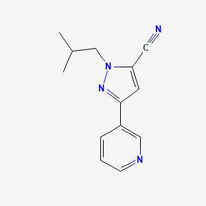 molecular formula C13H14N4 B13319030 1-isobutyl-3-(pyridin-3-yl)-1H-pyrazole-5-carbonitrile 