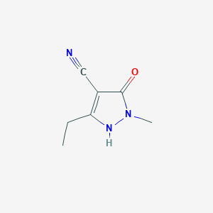 molecular formula C7H9N3O B13319059 3-Ethyl-5-hydroxy-1-methyl-1H-pyrazole-4-carbonitrile 