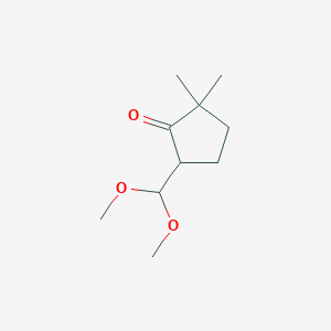 molecular formula C10H18O3 B13319085 5-(Dimethoxymethyl)-2,2-dimethylcyclopentan-1-one 