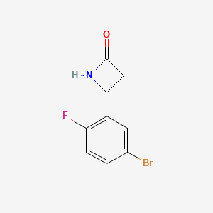 molecular formula C9H7BrFNO B13319129 4-(5-Bromo-2-fluorophenyl)azetidin-2-one 