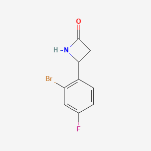 molecular formula C9H7BrFNO B13319137 4-(2-Bromo-4-fluorophenyl)azetidin-2-one 