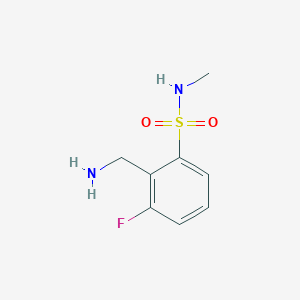 molecular formula C8H11FN2O2S B13319164 2-(aminomethyl)-3-fluoro-N-methylbenzene-1-sulfonamide 