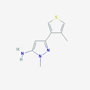 molecular formula C9H11N3S B13319182 1-Methyl-3-(4-methylthiophen-3-yl)-1H-pyrazol-5-amine 