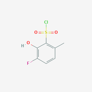 molecular formula C7H6ClFO3S B13319192 3-Fluoro-2-hydroxy-6-methylbenzene-1-sulfonyl chloride 