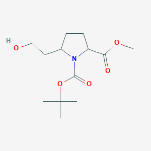 molecular formula C13H23NO5 B13319226 1-(tert-Butyl) 2-methyl 5-(2-hydroxyethyl)pyrrolidine-1,2-dicarboxylate 