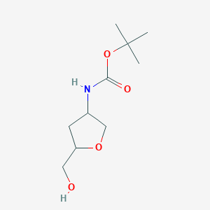 molecular formula C10H19NO4 B13319235 tert-Butyl (5-(hydroxymethyl)tetrahydrofuran-3-yl)carbamate 