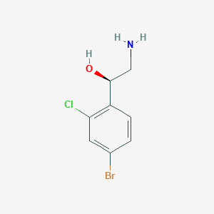 molecular formula C8H9BrClNO B13319267 (1R)-2-Amino-1-(4-bromo-2-chlorophenyl)ethan-1-ol 