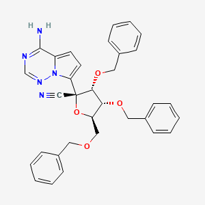 molecular formula C33H31N5O4 B13319316 (2S,3R,4R,5R)-2-(4-Aminopyrrolo[2,1-f][1,2,4]triazin-7-yl)-3,4-bis(benzyloxy)-5-((benzyloxy)methyl)tetrahydrofuran-2-carbonitrile 