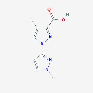 molecular formula C9H10N4O2 B13319334 4-methyl-1-(1-methyl-1H-pyrazol-3-yl)-1H-pyrazole-3-carboxylic acid 