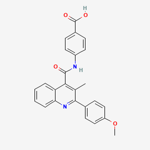 molecular formula C25H20N2O4 B1331934 4-(2-(4-甲氧基苯基)-3-甲基喹啉-4-甲酰胺基)苯甲酸 CAS No. 495377-79-2