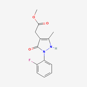 molecular formula C13H13FN2O3 B13319340 Methyl 2-(2-(2-fluorophenyl)-5-methyl-3-oxo-2,3-dihydro-1H-pyrazol-4-yl)acetate 