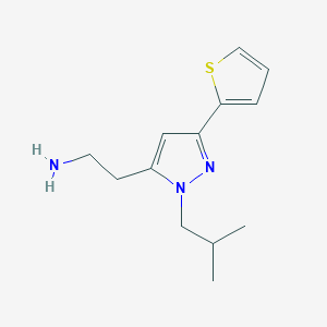 molecular formula C13H19N3S B13319382 2-(1-isobutyl-3-(thiophen-2-yl)-1H-pyrazol-5-yl)ethan-1-amine 