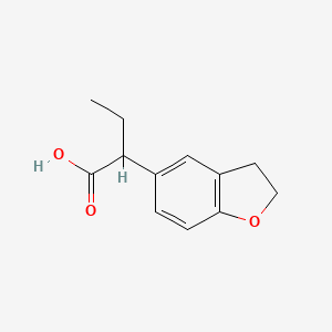 molecular formula C12H14O3 B13319415 2-(2,3-Dihydro-1-benzofuran-5-yl)butanoic acid 