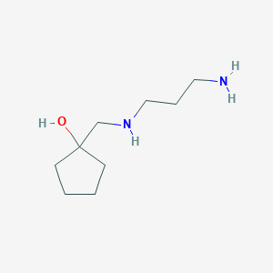 molecular formula C9H20N2O B13319427 1-(((3-Aminopropyl)amino)methyl)cyclopentan-1-ol 