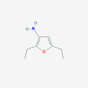 molecular formula C8H13NO B13319494 2,5-Diethylfuran-3-amine 