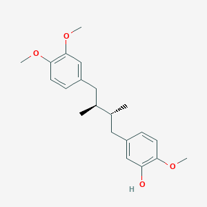 molecular formula C21H28O4 B13319495 rel-5-((2R,3S)-4-(3,4-Dimethoxyphenyl)-2,3-dimethylbutyl)-2-methoxyphenol 