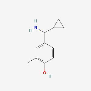 molecular formula C11H15NO B13319511 4-[Amino(cyclopropyl)methyl]-2-methylphenol 