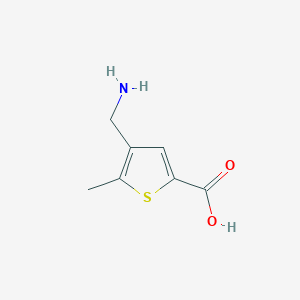 molecular formula C7H9NO2S B13319512 4-(Aminomethyl)-5-methylthiophene-2-carboxylic acid 