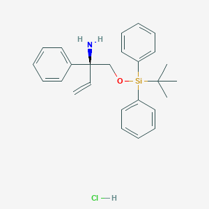 molecular formula C26H32ClNOSi B13319526 (S)-1-((tert-Butyldiphenylsilyl)oxy)-2-phenylbut-3-en-2-amine hydrochloride 