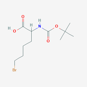 molecular formula C11H20BrNO4 B13319530 6-Bromo-2-((tert-butoxycarbonyl)amino)hexanoicacid 