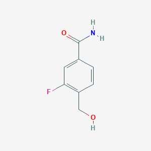 molecular formula C8H8FNO2 B13319576 3-Fluoro-4-(hydroxymethyl)benzamide 