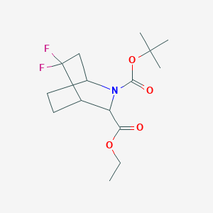 molecular formula C15H23F2NO4 B13319577 2-(tert-Butyl) 3-ethyl 5,5-difluoro-2-azabicyclo[2.2.2]octane-2,3-dicarboxylate 