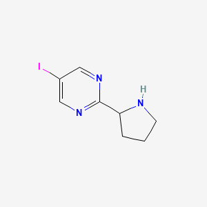 molecular formula C8H10IN3 B13319623 5-Iodo-2-(pyrrolidin-2-yl)pyrimidine 