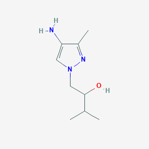 molecular formula C9H17N3O B13319642 1-(4-Amino-3-methyl-1h-pyrazol-1-yl)-3-methylbutan-2-ol 