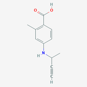 molecular formula C12H13NO2 B13319678 4-[(But-3-yn-2-yl)amino]-2-methylbenzoic acid 