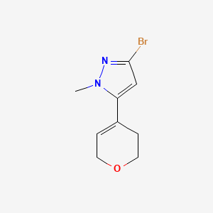 molecular formula C9H11BrN2O B13319692 3-Bromo-5-(3,6-dihydro-2H-pyran-4-yl)-1-methyl-1H-pyrazole 