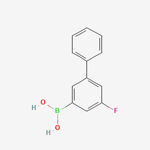 molecular formula C12H10BFO2 B13319722 Boronic acid, B-(5-fluoro[1,1'-biphenyl]-3-YL)- 