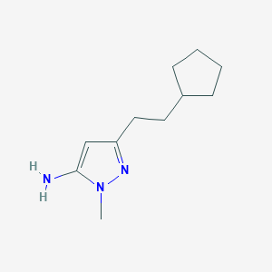 molecular formula C11H19N3 B13319743 3-(2-Cyclopentylethyl)-1-methyl-1H-pyrazol-5-amine 