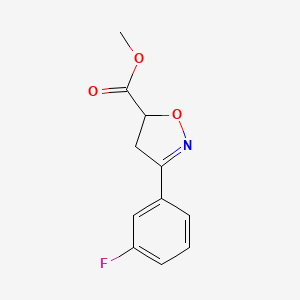 molecular formula C11H10FNO3 B13319757 Methyl 3-(3-fluorophenyl)-4,5-dihydro-1,2-oxazole-5-carboxylate 