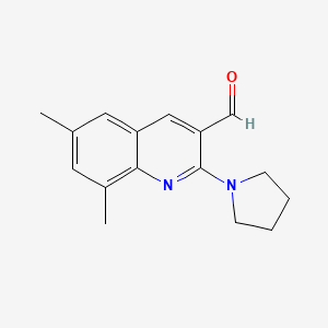 molecular formula C16H18N2O B1331979 6,8-二甲基-2-吡咯烷-1-基-喹啉-3-甲醛 CAS No. 436088-26-5