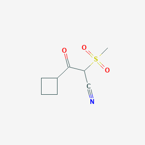 molecular formula C8H11NO3S B13319860 3-Cyclobutyl-2-methanesulfonyl-3-oxopropanenitrile 