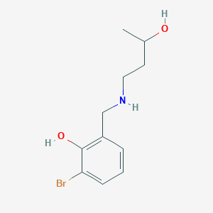 molecular formula C11H16BrNO2 B13319937 2-Bromo-6-{[(3-hydroxybutyl)amino]methyl}phenol 