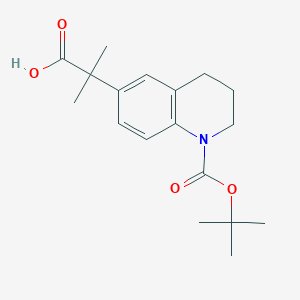 molecular formula C18H25NO4 B13320023 2-(1-(tert-Butoxycarbonyl)-1,2,3,4-tetrahydroquinolin-6-yl)-2-methylpropanoic acid 