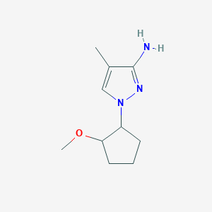 molecular formula C10H17N3O B13320081 1-(2-Methoxycyclopentyl)-4-methyl-1H-pyrazol-3-amine 