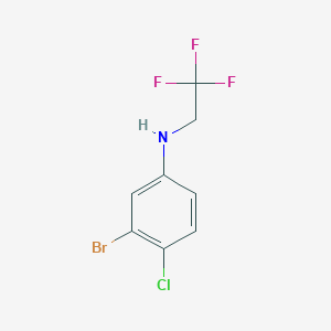 molecular formula C8H6BrClF3N B13320159 3-bromo-4-chloro-N-(2,2,2-trifluoroethyl)aniline 