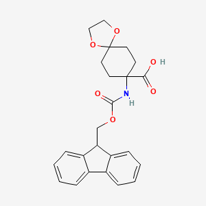 molecular formula C24H25NO6 B1332016 8-((((9H-芴-9-基)甲氧羰基)氨基)-1,4-二氧杂螺[4.5]癸烷-8-羧酸 CAS No. 369403-24-7