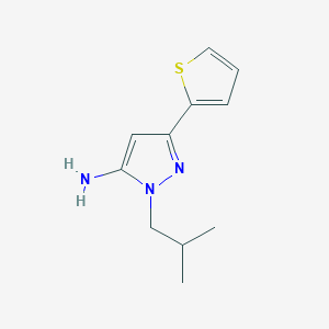 molecular formula C11H15N3S B13320185 1-isobutyl-3-(thiophen-2-yl)-1H-pyrazol-5-amine 