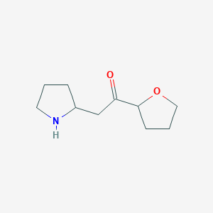 molecular formula C10H17NO2 B13320196 1-(Oxolan-2-yl)-2-(pyrrolidin-2-yl)ethan-1-one 